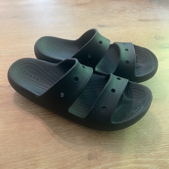Crocs‎ Classic Sandal Black Mens 8 Women's 9.5 Double Strap See Notes! - Picture 1 of 4